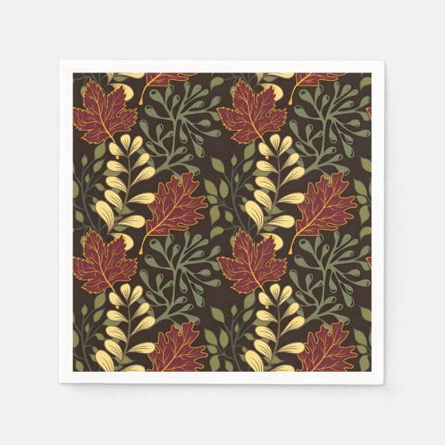 Guardanapo De Papel Dark red maple leaves floral pattern (Frente)