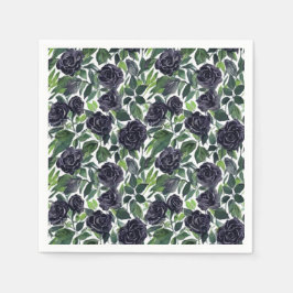 Guardanapo De Papel Dark rose delight, watercolor black rose pattern
