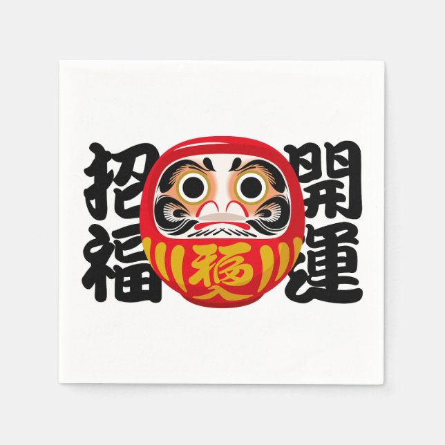Guardanapo De Papel Daruma para boa sorte e felicidade (Frente)