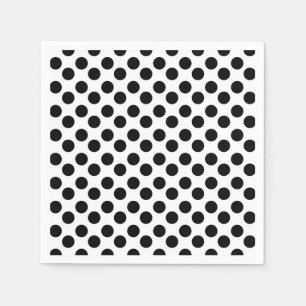 Guardanapo de papel das bolinhas preto e branco