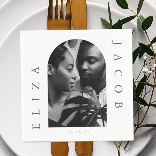 Guardanapo De Papel Data de Casamento da Foto Chic (Criador carregado)