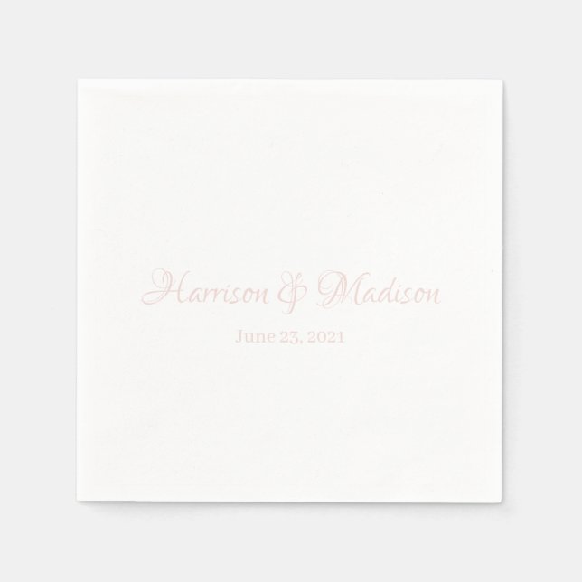 Guardanapo De Papel Data de casamento do nome do Casal de Script rosa- (Frente)