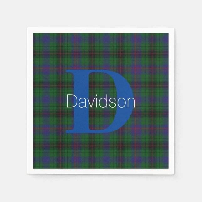Guardanapo De Papel Davidson Clan Xadrez Monogramas Papel Napkins (Frente)