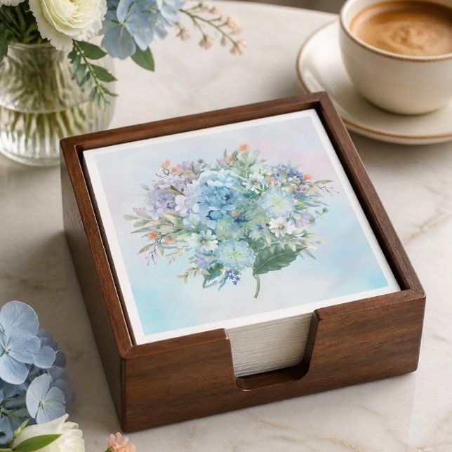 Guardanapo de papel de aguarela com hortênsia azul (Criador carregado)
