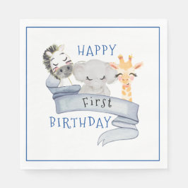 Guardanapo de papel de aniversário de bebês animai