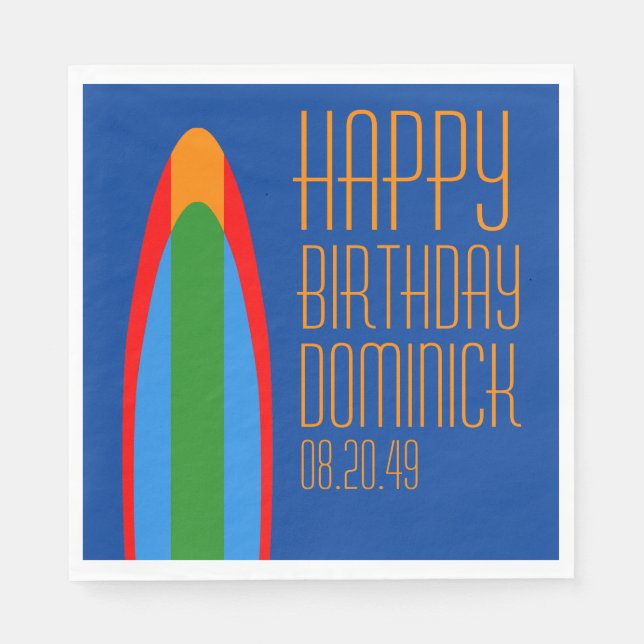 Guardanapo de papel de aniversário feliz com tema  (Frente)