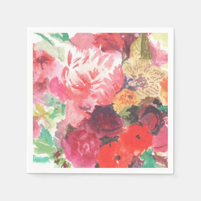 Guardanapo de papel de buquê de flores vibrantes (Frente)