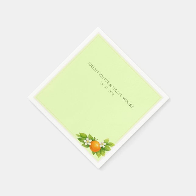 Guardanapo de papel de casamento laranja e limão C (Canto)