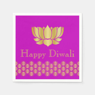 Guardanapo de papel de Diwali em Fuschia & no