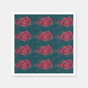 Guardanapo de papel de flor de rosa vermelha pálid
