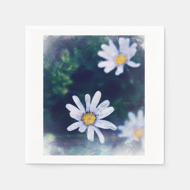 Guardanapo de papel de flores azul pálido elegante (Frente)