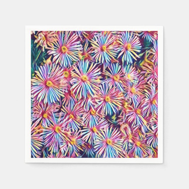 Guardanapo de papel de flores de cores do arco-íri (Frente)