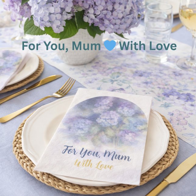 Guardanapo de papel de flores de lilás roxo de Hor (For all she’s done—set a beautiful table with love for Mum 💙)