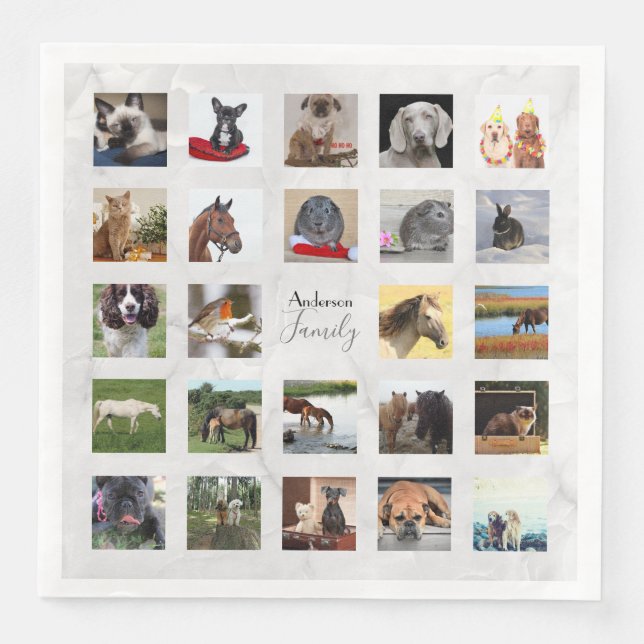 Guardanapo De Papel De Jantar 24 PHOTO COLLAGE Marble Partyware (Frente)