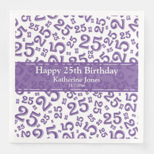Guardanapo De Papel De Jantar 25 anos de idade Padrão Aleatório de Números Roxo/