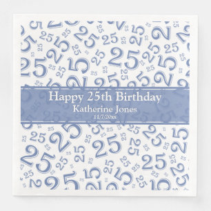 Guardanapo De Papel De Jantar 25 anos de idade Padrão de número aleatório azul/b