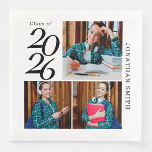 Guardanapo De Papel De Jantar 3 Festa de formatura Personalizada Colagem de Foto