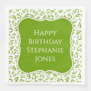 Guardanapo De Papel De Jantar 45. º Aniversário - Padrão Verde/Branco 45