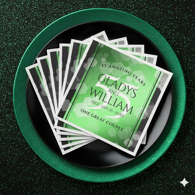Guardanapo De Papel De Jantar 55.º aniversário do Casamento Emerald (Elegant 55th Emerald Wedding Anniversary Napkins Cover Photo)