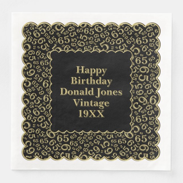 Guardanapo De Papel De Jantar 65 º aniversário Número padrão Caixas Douradas/Pre (Frente)