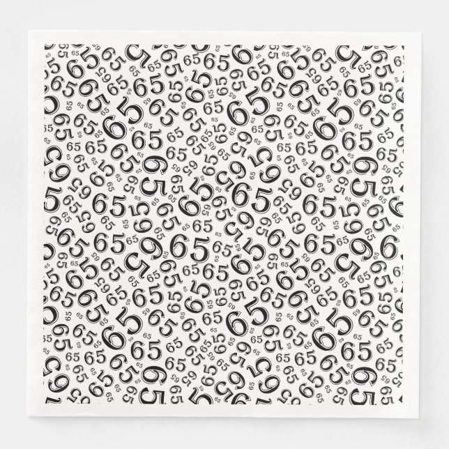 Guardanapo De Papel De Jantar 65th Age Random Number Pattern Black/White (Frente)