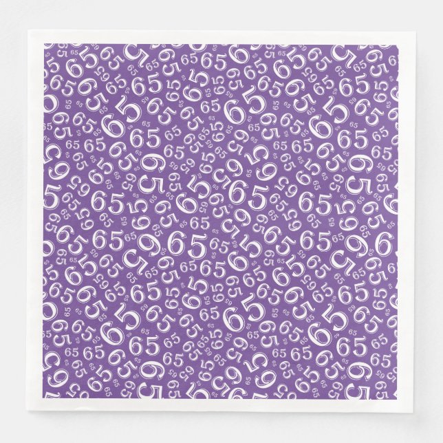 Guardanapo De Papel De Jantar 65th Age Random Number Pattern Purple/White (Frente)