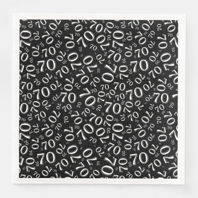 Guardanapo De Papel De Jantar 70th Age Random Number Pattern Black/White (Frente)