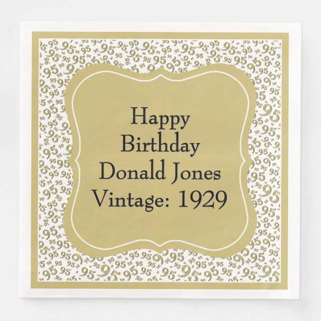 Guardanapo De Papel De Jantar 95º Padrão de Número de Colchete Dourado/Branco de (Frente)