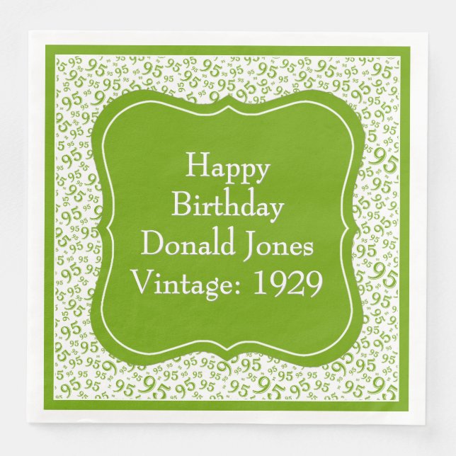 Guardanapo De Papel De Jantar 95.º Aniversário Padrão do Número do Parênteses Ge (Frente)