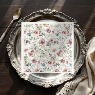 Guardanapo De Papel De Jantar Abrigos de papel pastel floral romântico