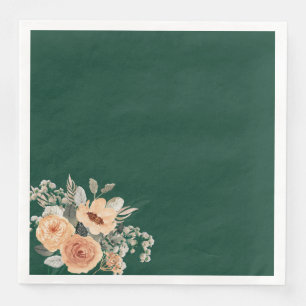 Guardanapo De Papel De Jantar Abrigos de papel, verde floral elegante