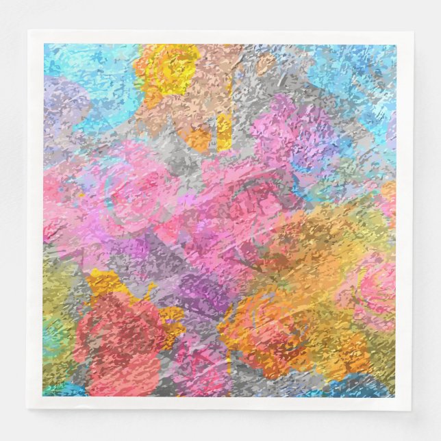 Guardanapo De Papel De Jantar Abstrato Cores (Frente)