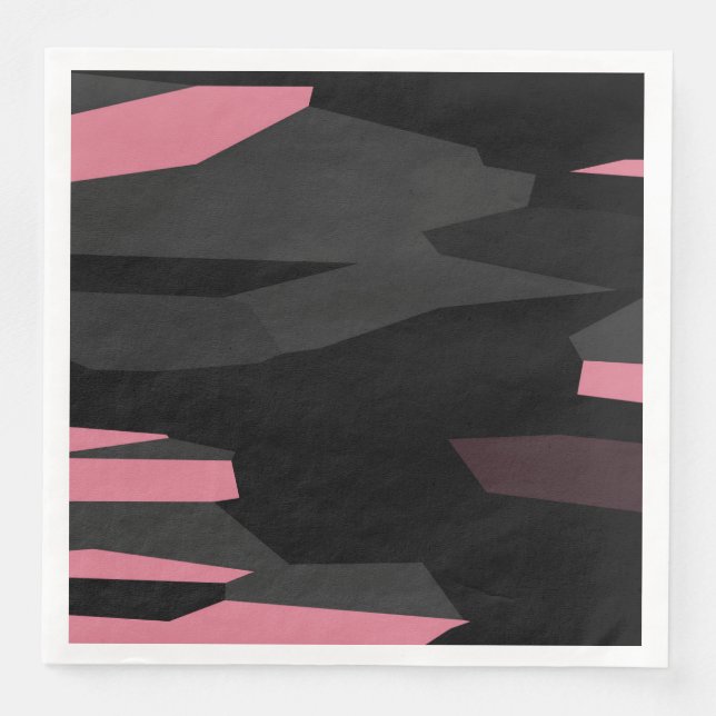 Guardanapo De Papel De Jantar abstrato rosa e preto (Frente)