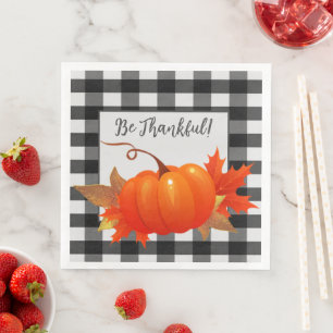Guardanapo De Papel De Jantar Ação de Graças Pumpkin Buffalo Papel de Xadrez Nap