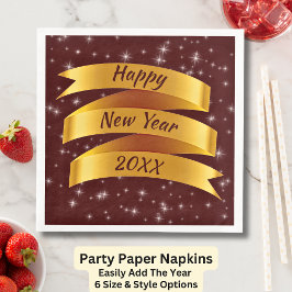 Guardanapo De Papel De Jantar Adicionar Fita Dourada do Feliz ano novo de Texto 