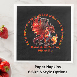Guardanapo De Papel De Jantar Adicionar Nome Ano, Texto - Dragão de Fogo Ano Nov