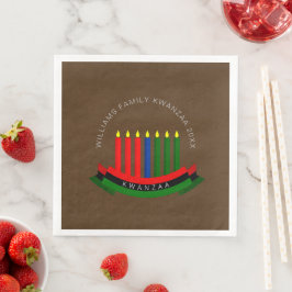 Guardanapo De Papel De Jantar Adicionar nome Ano Velas do Kwanzaa