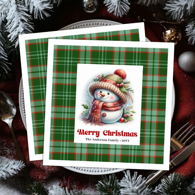 Guardanapo De Papel De Jantar Adorable Christmas Snowman Napkins Editable Custom (Adorable Christmas Snowman Napkins Editable Custom Name

)