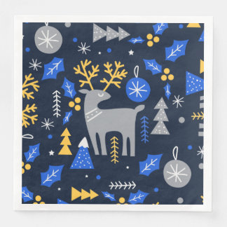 Guardanapo De Papel De Jantar Adoráveis Estilo Escandinavo de Natal Azul