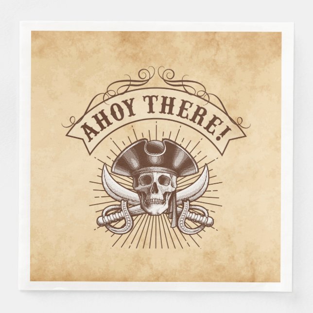 Guardanapo De Papel De Jantar Ahoy Lá Pirate Ahoy (Frente)