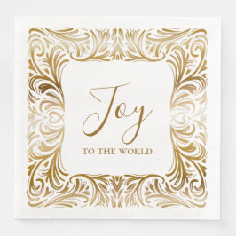 Guardanapo De Papel De Jantar Alegria ao mundo, um elegante Natal de ouro único