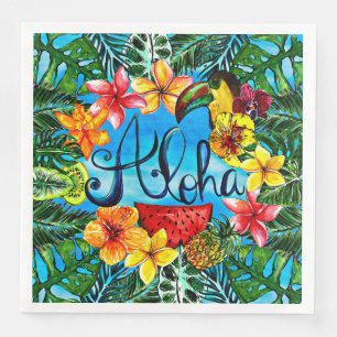 Guardanapo De Papel De Jantar Aloha - comida da flor e design tropicais do verã