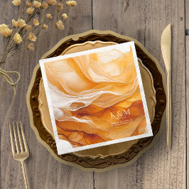 Guardanapo De Papel De Jantar Amber Brandy Abstrato Ink Wedding ID1089