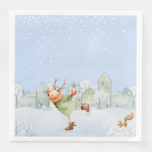 GUARDANAPO DE PAPEL DE JANTAR AMIGOS DE WODLAND WINTER - REINDEDOR DE PASTAGEM D