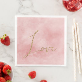 Guardanapo De Papel De Jantar Amor Dourado brilhante cor-de-rosa
