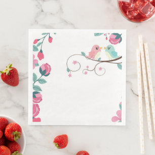 Guardanapo De Papel De Jantar Amor pássaros primavera papel floral jantar guard