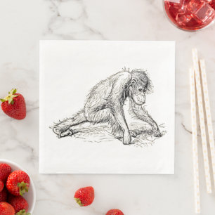 Guardanapo De Papel De Jantar Andando por aí - jovem Ape Gorilla
