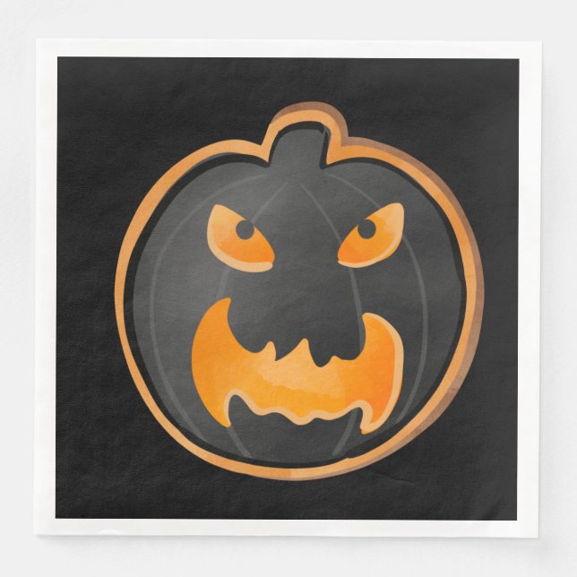 GUARDANAPO DE PAPEL DE JANTAR ANGRY BLACK ORANGE HALLOWEEN  PUMPKIN (Frente)