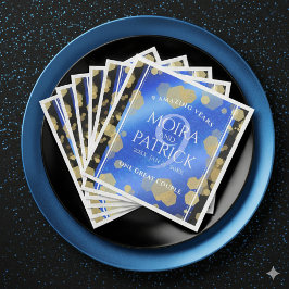 Guardanapo De Papel De Jantar Aniversário Casado do Elegante Nove Lapis Lazuli
