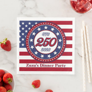 Guardanapo De Papel De Jantar Aniversário de 250 anos da América com a bandeira